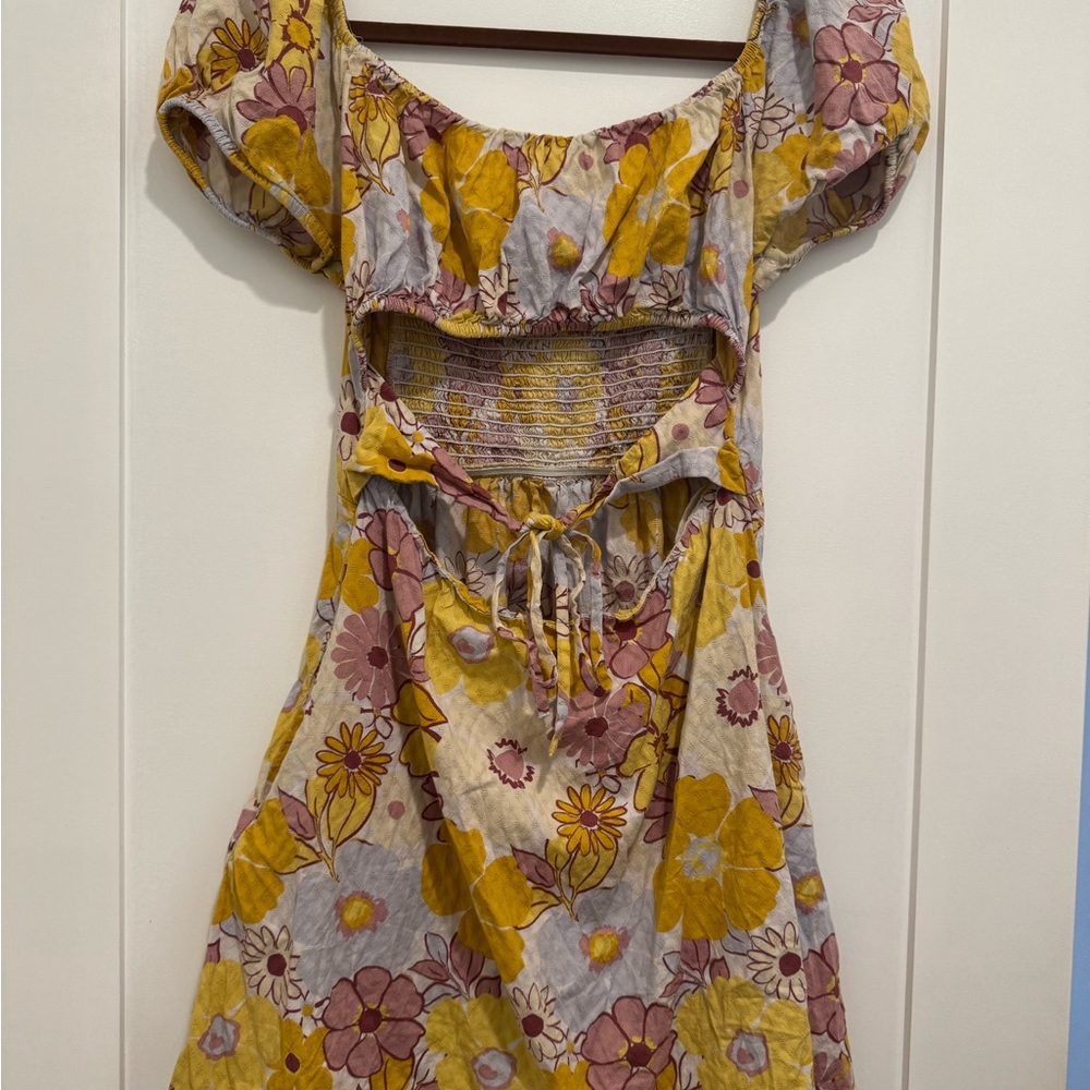 Wild Fable Yellow and Purple Floral Backless Dress